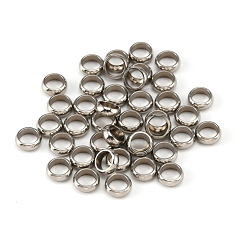 Edelstahl Farbe 304 Edelstahl Quetschperlen, Rondell, Edelstahl Farbe, 5x1.5 mm, Bohrung: 3.5 mm