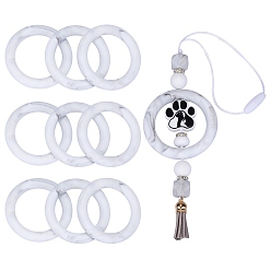 Белый Дым 9 шт. кольцо из экологически чистого пищевого силикона фокусные бусины, серый, 65x9.5 мм, отверстие : 3 мм, внутренний диаметр: 44 мм