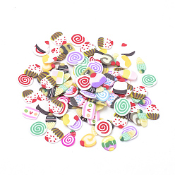 (52) Непрозрачная лаванда Ручной полимерной глины украшения искусства ногтя, Модные уходу за ногтями, без отверстия , торт, разноцветные, 200 шт / пакет, 3~6x5~7x0.5 мм