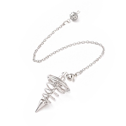 Платина Маятники для биолокационных катушек из латуни, спиральный маятник, Сплав с застежками когтя омара, без кадмия и без свинца, спиральный конус, платина, 230~245 мм, отверстие : 2 мм