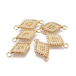 пшеница Японский бисер miyuki & toho ручной работы ссылки, С латунным кольцом прыжка, Ткацкий станок, ромб, цвет пшеницы, 18x12~12.5x1.8 мм, отверстие : 2.5 мм, 1.8 мм толщиной