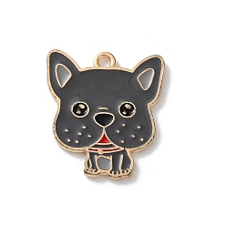 Серый Подвески из эмали и сплава, собака, золотой свет, серые, 25x22x1.2 мм, отверстие : 2 мм