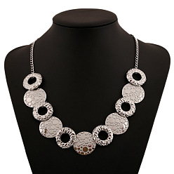 Платина Ожерелья из сплава с диском и бисером для женщин, платина, 17.72 дюйм (45 см)
