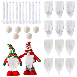 Белый Набор для самостоятельного изготовления рождественских украшений в виде гномов., с имитацией шерстяных усов, деревянные бусины, имитация косичек из полиэстера, белые, 190x100x3 мм