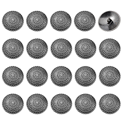 Antique Silver 20Pcs Alloy Shank Buttons, Flat Round, 1-Hole, Antique Silver, 25x9mm, Hole: 2.5mm