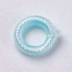 Light Cyan Polyester Cord Beads, Ring, Light Cyan, 6~6.5x1.5mm, Hole: 3mm