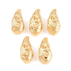 Настоящее золото 18K Латунные бусины, без никеля , кованая текстурированная каплевидная форма, реальный 18 k позолоченный, 7x3x3 мм, отверстие : 1.6 мм