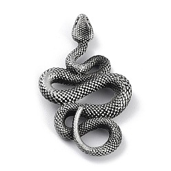 Antique Silver Tibetan Style Alloy Pendant, Frosted, Snake, Antique Silver, 44x26x5mm, Hole: 5.5x8mm