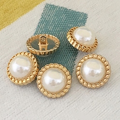 Золотой Кнопки сплава хвостовиком, с имитацией жемчужина бисера, 1-луночное, полукруглый, золотые, 20 мм