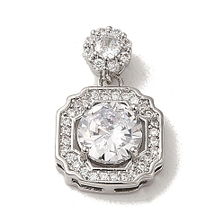 Квадрат Микро проложить кубического циркония подвески, квадратный, 16x13x5 мм, отверстие : 1x2.5 мм