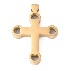 Золотой 304 подвески из нержавеющей стали, пересекаются с сердцем, ионное покрытие (ip), золотые, 31.5x23.5x4.5 мм, отверстие : 3 мм