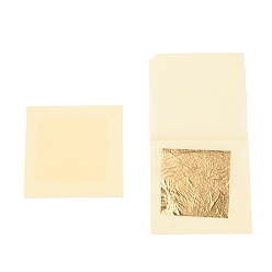 Doré  Feuilles de feuille d'or véritable 24k, papier aluminium, pour feuille de dorure flocons nail art, artisanat en résine, fabrication de bijoux, peinture, ustensiles de cuisson, carrée, or, 43.3x43.3mm, 10 draps/sac