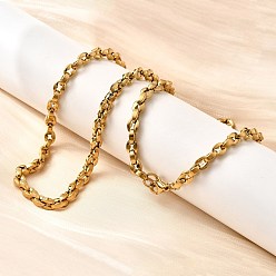 Настоящее золото 22K 4.5мм 304 ожерелья из нержавеющей стали с кофейными зернами для женщин, вакуумное покрытие pvd, реальный 22 k позолоченный, 23.62 дюйм (60 см)