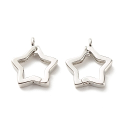 Платинированный Кулоны из экологически чистой латуни с прозрачным кубическим цирконием, без свинца и без кадмия, звезда, Реальная платина, 15x13x3 мм, отверстие : 1.5 мм