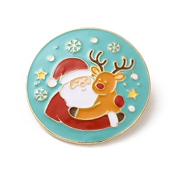 Santa Claus Рождественские эмалевые булавки, булавки из сплава для лацканов одежды рюкзака, Санта-Клаус и лось, 38 мм