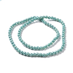 Light Sea Green Electroplate Opaque Solid Color Glass Beads Strands, AB Color Plated, Faceted(96 Facets), Round, Light Sea Green, 5~6mm, Hole: 1~1.2mm, about 95pcs/strand, 20.87''(53cm)