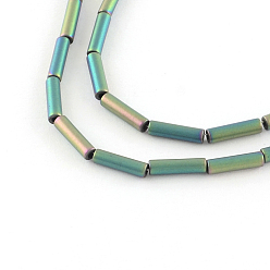 (966) Внутренний цвет Кристалл / Лиловато-лиловый на подкладке Трубка гальванических немагнитные нити шарик синтетический гематит, матовый стиль, с покрытием разноцветным, 8x2 мм, отверстие : 1 мм, около 50 шт / нитка, 15.7 дюйм