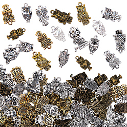 (52) Непрозрачная лаванда 108 шт 18 стили подвески из сплава в тибетском стиле, без свинца и без кадмия, сова, для Хэллоуина, разноцветные, 16~22x9~15x2.5~4.5 мм, отверстие : 1.5~2 мм, 6 шт / стиль