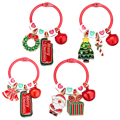 (52) Непрозрачная лаванда 4шт. 4 стили рождественских брелоков из акрила и сплава, с застежками-брелками из сплава, разноцветные, 54~61 мм, 1 шт / стиль