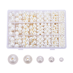 Beige Matte ABS Plastic Imitation Pearl Beads, Round, Beige, 6mm/8mm/10mm/12mm/14mm, 1010pcs/box