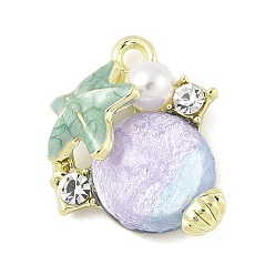 Золотой Подвески из цинкового сплава, со стеклянными и пластиковыми бусинами, плоские круглые с морскими звездами, золотые, 16x16.5x6.5 мм, отверстие : 1.5 мм