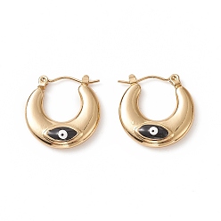 Черный Серьги из 316 нержавеющей стали, эмалированная серьга от сглаза для женщин, чёрные, 20x20x5 мм, штифты : 0.8 мм