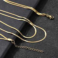 Золотой 304 плоские змейки из нержавеющей стали, двойные цепочки-ожерелья, ионное покрытие (ip), золотые, 16.93 дюйм (43 см)