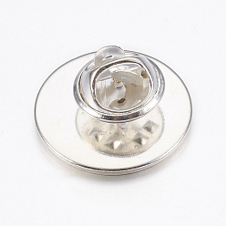 Platinum Brass Lapel Pin Backs, Tie Tack Pin, Brooch Findings, Flat Round, Platinum, 19.5x1.8mm, Pin: 1mm, Tray: 17.8mm