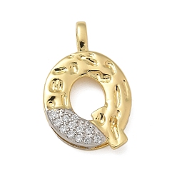 Letter Q Латунные микро проложить кубического циркония подвески, без кадмия, без никеля и без свинца, письмо амулеты, реальный 18 k позолоченный, Буква Q, 28x17.5x4 мм, отверстие : 5x2.5 мм