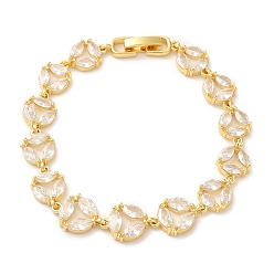 Настоящее золото 18K Браслет-цепочка с прозрачным кубическим цирконием и круглыми звеньями, латуни браслет, без свинца и без кадмия, реальный 18 k позолоченный, 7-1/8 дюйм (18 см)