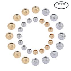 Mixed Color 304 Stainless Steel Textured Beads, Round, Mixed Color, 4~6x3~5mm, Hole: 2mm