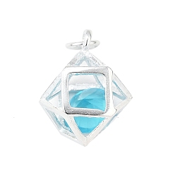 Темно-Голубой S925 стерлинговое серебро с подвесками из кубического циркония, шестигранный шарм, глубокое синее небо, 13x7x10 мм, отверстие : 3 мм