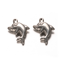 Нержавеющая Сталь Цвет Дельфин 304 подвески из нержавеющей стали, цвет нержавеющей стали, 20x12x4 мм, отверстие : 1 мм