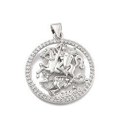 Платина Стойка металлическая латунная микропрофилированная кубическая циркония подвески, медаль святого георгия, без свинца и без кадмия, долговечный, платина, 25.5x22.5x3.5 мм, отверстие : 3.5x4.5 мм