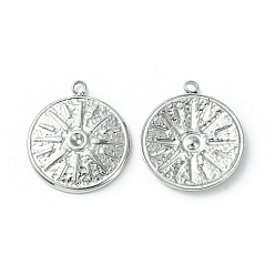 Stainless Steel Color Tarnish Resistant 304 Stainless Steel Pendant Rhinestone Settings, Flat Round with Star, Stainless Steel Color, Fit for 1.2mm Rhinestone, 17.5x15.5x2mm, Hole: 1.5mm