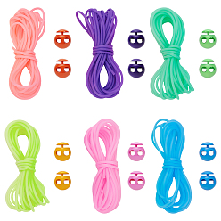 (52) Непрозрачная лаванда 18м 6 цвета полые трубы ПВХ трубчатый шнур из синтетического каучука, с 36шт 6цветами помпон шнур замки, разноцветные, Шнур: 2 мм, отверстие : 1 мм, 3 м / цвет