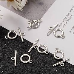 Platinum Alloy Toggle Clasps, Cadmium Free & Nickel Free & Lead Free, Platinum, Ring: about 14x11x2mm, Hole: 2mm, Bar: 19x5.5x2mm, Hole: 2mm