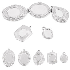 Нержавеющая Сталь Цвет 5шт 5 стили 304 настройки подвески из нержавеющей стали кабошон, ионное покрытие (ip), самородки, цвет нержавеющей стали, лоток : 10~18x7.5~13 мм, 17~31x12~31x2~3.5 мм, отверстие : 1.4~1.8 мм, 1 шт / стиль