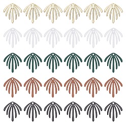 Mixed Color 30Pcs 5 Style Spray Painted Alloy Pendants, Leaf, Mixed Color, 22x20x1~1.5mm, Hole: 1.8~2mm, 6pcs/style