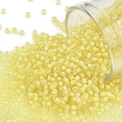 (182) Inside Color Luster Crystal Soft Yellow TOHO Round Seed Beads, Japanese Seed Beads, (182) Inside Color Luster Crystal Soft Yellow, 11/0, 2.2mm, Hole: 0.8mm, about 5555pcs/50g