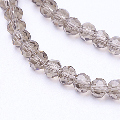 Gray Glass Beads Strands, Faceted(32 Facets), Round, Gray, 4mm, Hole: 1mm, about 98pcs/strand, 13.7 inch