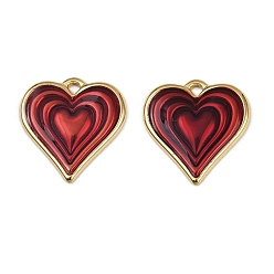 Красный 304 нержавеющей стальной эмали подвески, сердце прелести, ионное покрытие (ip), реальный 18 k позолоченный, красные, 16.5x16x1.5 мм, отверстие : 1 мм