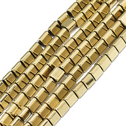 Real 18K Gold Plated Electroplate Non-magnetic Synthetic Hematite Beads Strands, Triangle, Real 18K Gold Plated, 3x3x2.5mm, Hole: 0.6mm, about 133~135pcs/strand, 15.75 inch(40cm)