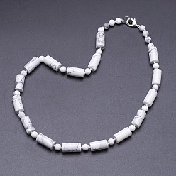 Howlite Synthetische Howlith Perlenketten, mit Messing Karabinerverschlüsse, 18.1 Zoll~19.8 Zoll