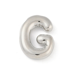 Letter G Gestellmessinganhänger, langlebig überzogen, Bleifrei und cadmium frei, Platin Farbe, Buchstaben g, 18x13x4 mm, Bohrung: 1.8 mm