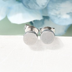 Нержавеющая Сталь Цвет 304 из нержавеющей стали серьги, плоско-круглые, цвет нержавеющей стали, 6 мм
