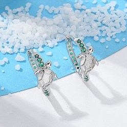Платина Латунные кубических серьги циркония обруч, черепаха, платина, 16.5x7.5x18.5 мм