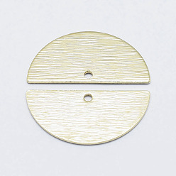 Real 18K Gold Plated Brass Semi Circle Pendant, Long-Lasting Plated, Real 18K Gold Plated, Nickel Free, Brushed, Half Round, 10.3x21x0.4mm, Hole: 1mm