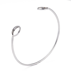 Stainless Steel Color Adjustable 304 Stainless Steel Cuff Bangle Making, Flat Round Tray, Stainless Steel Color, Inner Diameter: 2-1/2 inch(6.5cm), Tray: 10mm