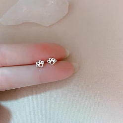 Paw Print Сплав серьги для женщин, с 925 стерлинговым серебром, отпечаток лапы, 6.5 мм